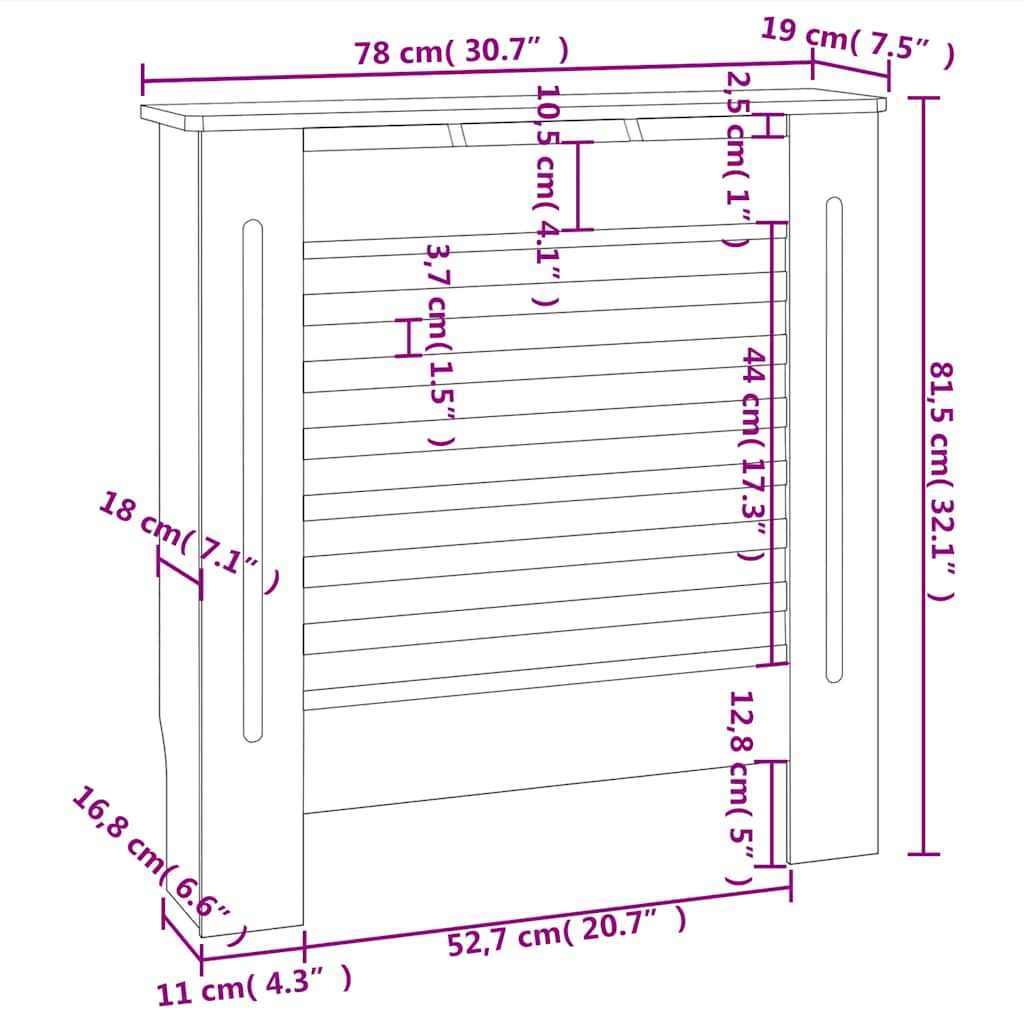 Copertura per Radiatore Grigia in MDF 78 cm - homemem39