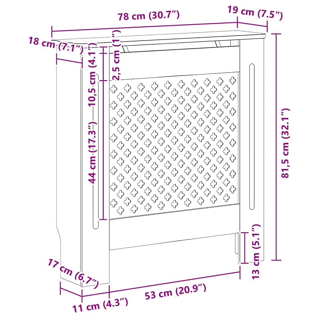 Copertura per Radiatore Nera in MDF 78 cm | homemem39