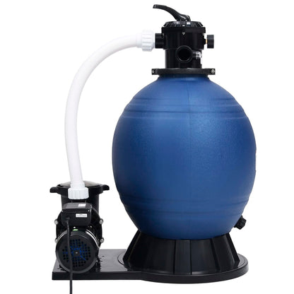 Filtro a Sabbia con Pompa a 7 Vie da 1000 W Blu e Nero - homemem39