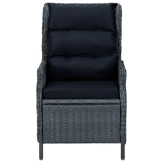 Sedia da Giardino Reclinabile e Cuscino Polyrattan Grigio Scuro - homemem39