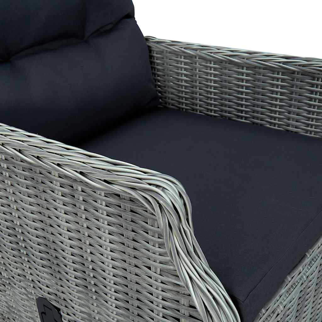 Sedia Giardino Reclinabile Cuscini in Polyrattan Grigio Chiaro - homemem39