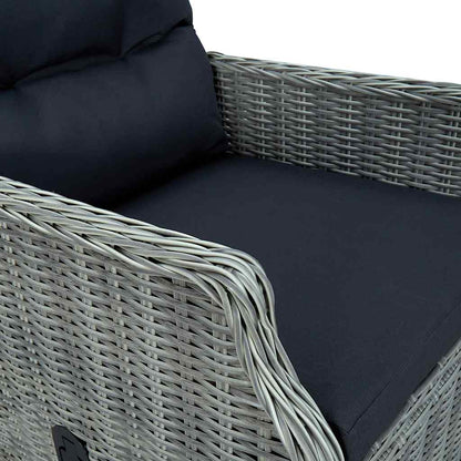 Sedia Giardino Reclinabile Cuscini in Polyrattan Grigio Chiaro - homemem39