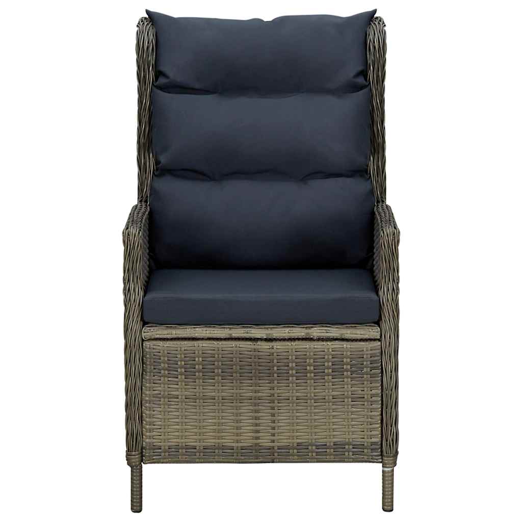 Sedia da Giardino Reclinabile con Cuscini in Polyrattan Marrone - homemem39