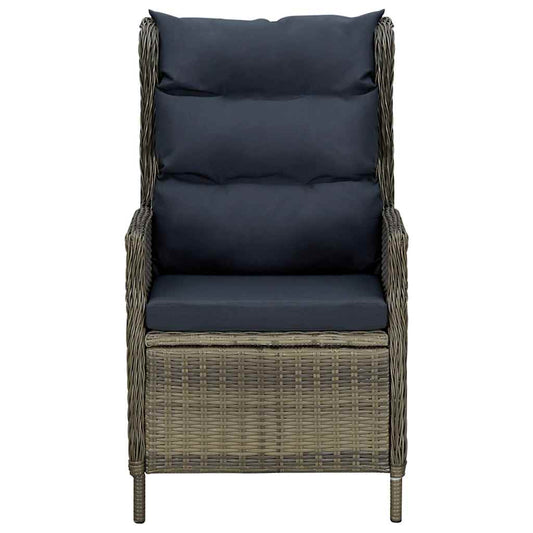 Sedia da Giardino Reclinabile con Cuscini in Polyrattan Marrone - homemem39