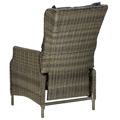 Sedia da Giardino Reclinabile con Cuscini in Polyrattan Marrone - homemem39
