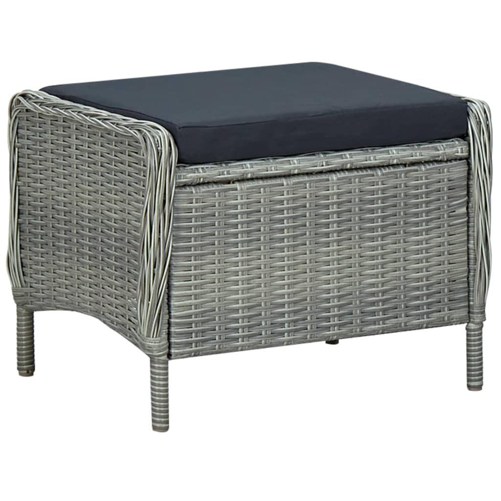 Sedia da Giardino Reclinabile con Pouf Polyrattan Grigio Chiaro - homemem39