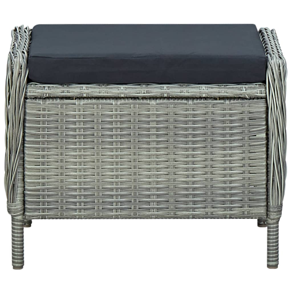 Sedia da Giardino Reclinabile con Pouf Polyrattan Grigio Chiaro - homemem39