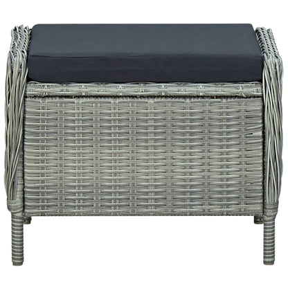 Sedia da Giardino Reclinabile con Pouf Polyrattan Grigio Chiaro - homemem39