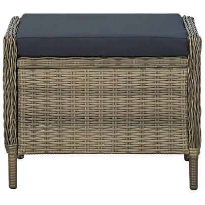 Sedia da Giardino Reclinabile con Pouf Polyrattan Marrone - homemem39
