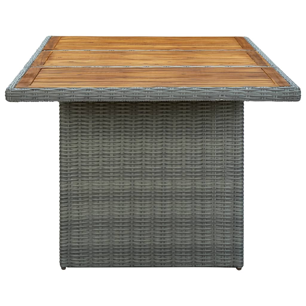 Tavolo da Giardino Grigio Chiaro in Polyrattan e Legno Acacia | homemem39