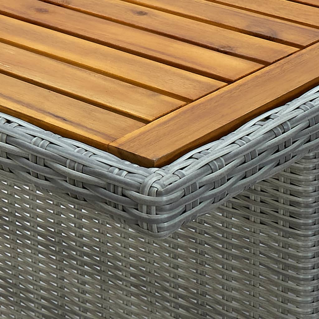 Tavolo da Giardino Grigio Chiaro in Polyrattan e Legno Acacia | homemem39