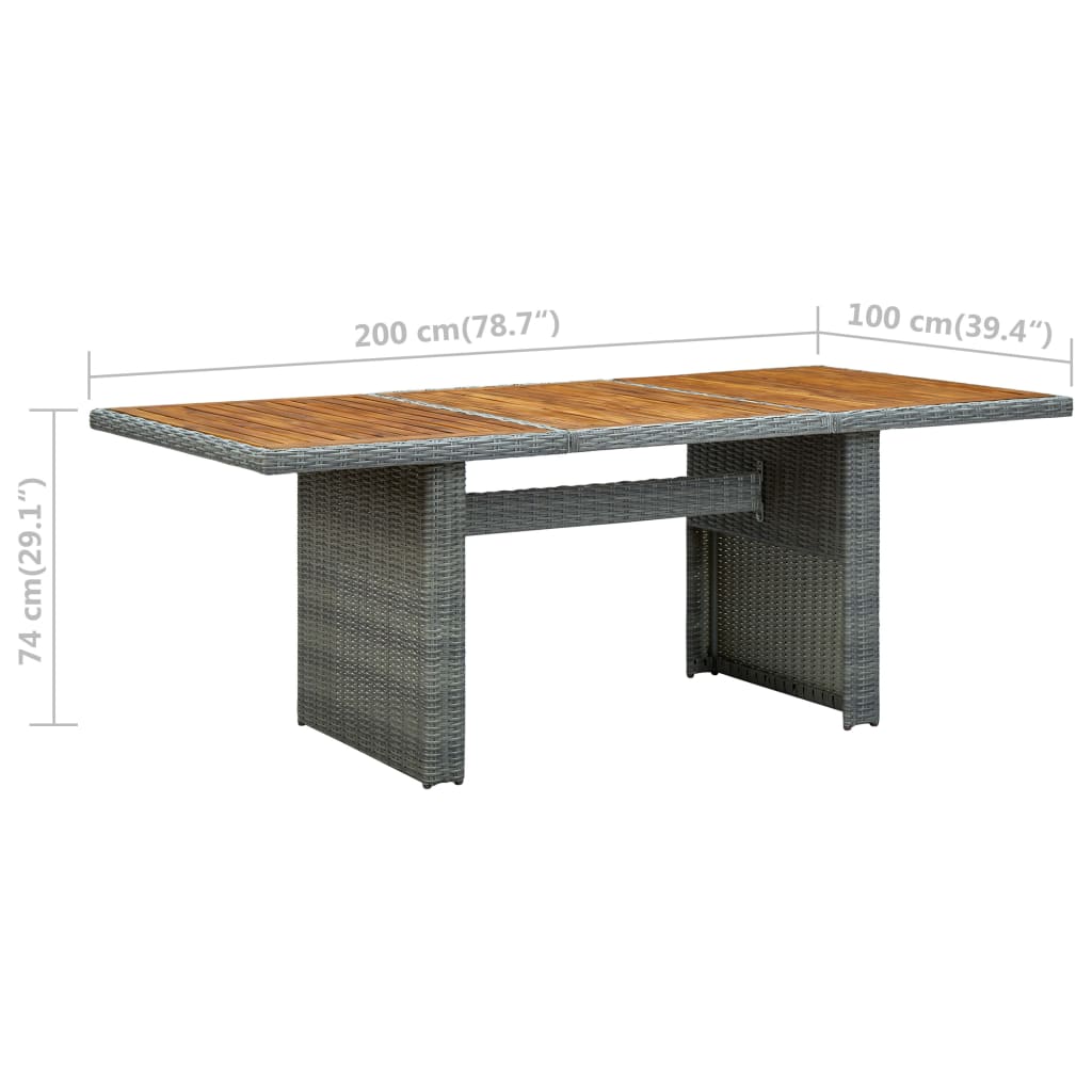 Tavolo da Giardino Grigio Chiaro in Polyrattan e Legno Acacia | homemem39