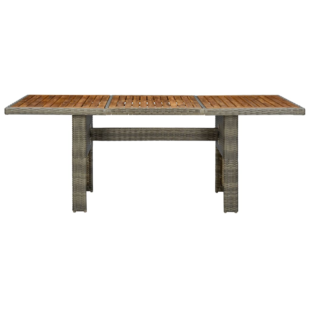 Brown Garden Table in Polyrattan and Solid Acacia