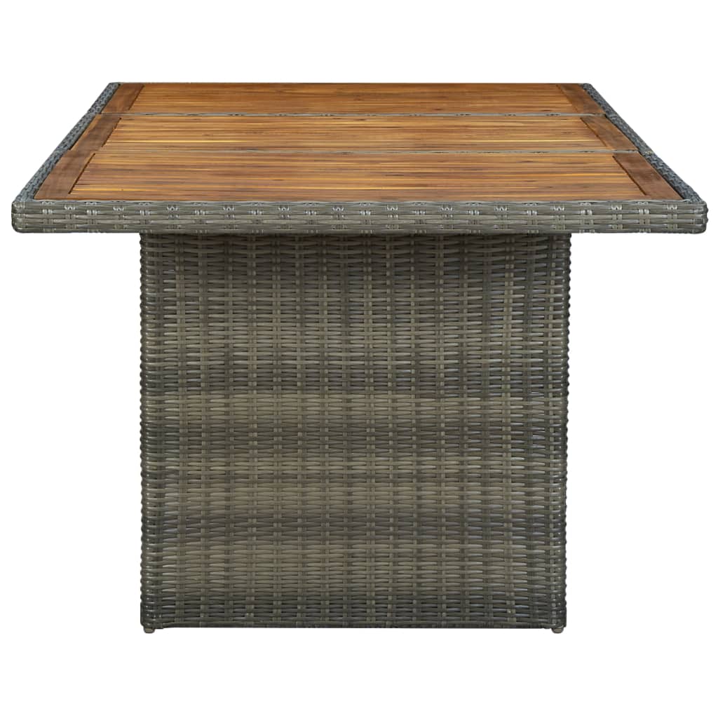 Brown Garden Table in Polyrattan and Solid Acacia