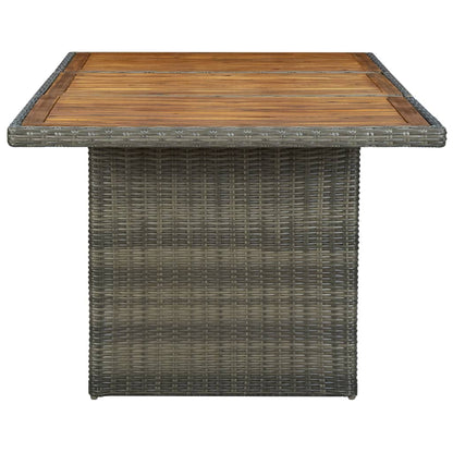Brown Garden Table in Polyrattan and Solid Acacia