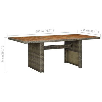 Brown Garden Table in Polyrattan and Solid Acacia