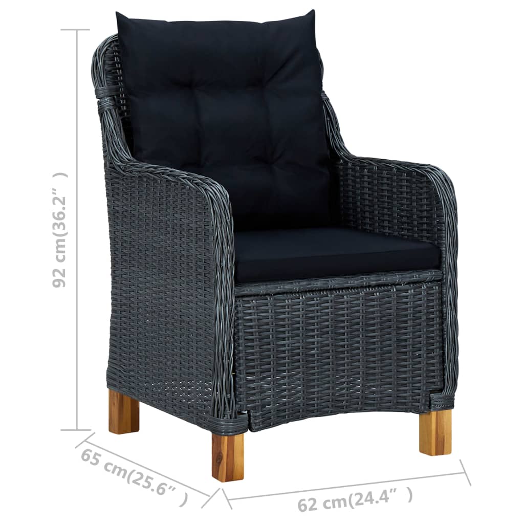 Sedie da Giardino con Cuscini 2 pz in Polyrattan Grigio Scuro - homemem39