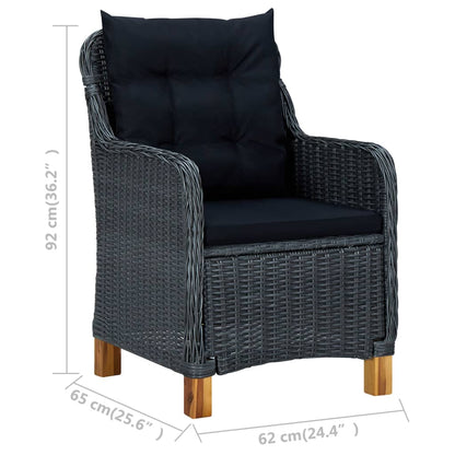 Sedie da Giardino con Cuscini 2 pz in Polyrattan Grigio Scuro - homemem39