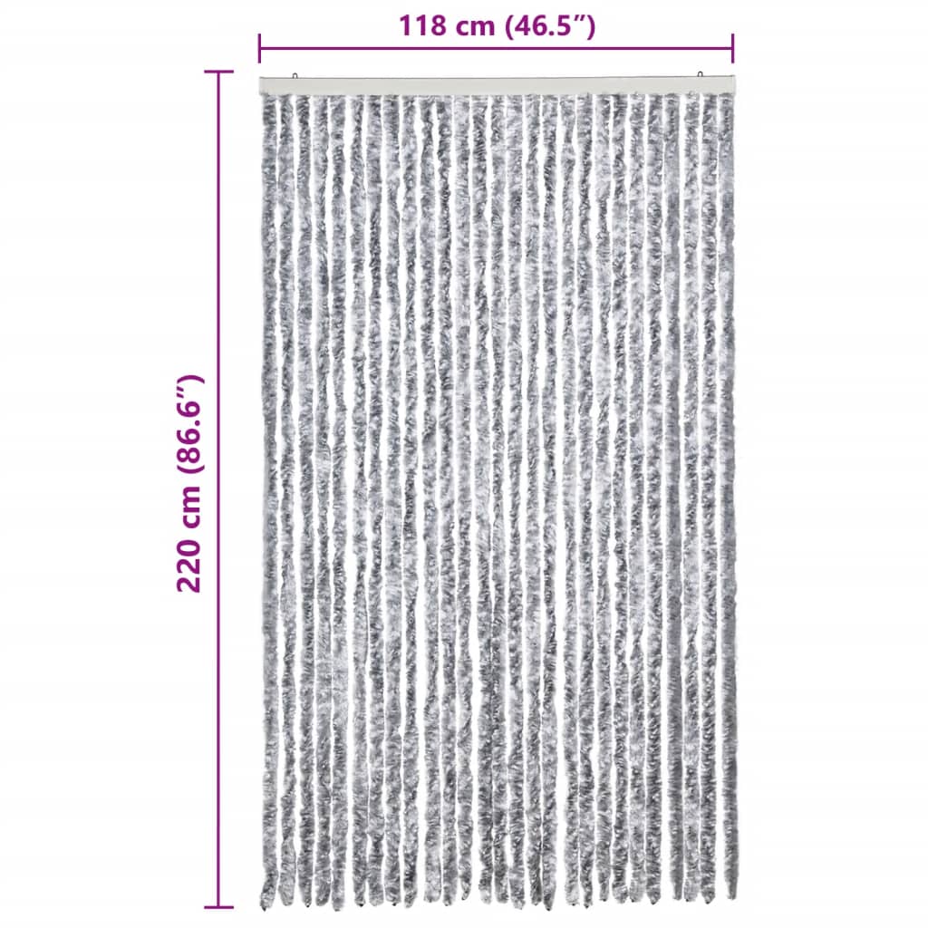 Zanzariera Bianco e Grigio 118x220 cm Ciniglia - homemem39