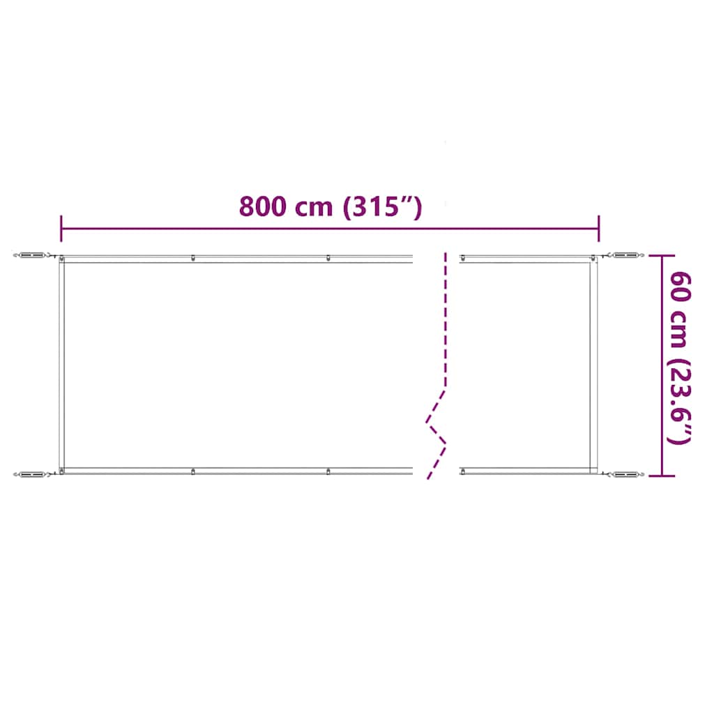 Paravento Verticale Antracite 60x800 cm in Tessuto Oxford