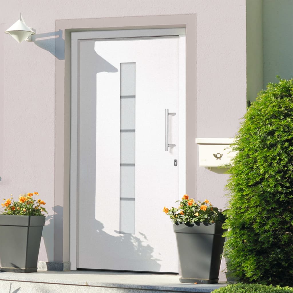 Porta d'Ingresso in Alluminio e PVC Bianco 100x200 cm | homemem39