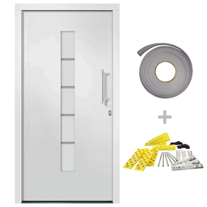 Porta d'Ingresso in Alluminio e PVC Bianco 100x210 cm | homemem39
