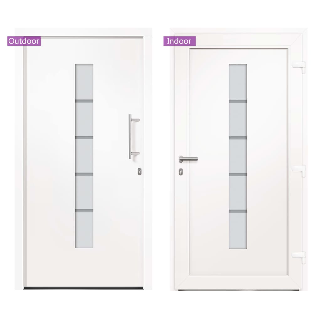 Porta d'Ingresso in Alluminio e PVC Bianco 100x210 cm | homemem39