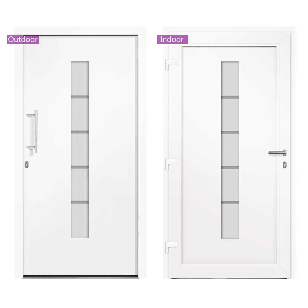 Porta d'Ingresso in Alluminio e PVC Bianco 100x210 cm | homemem39
