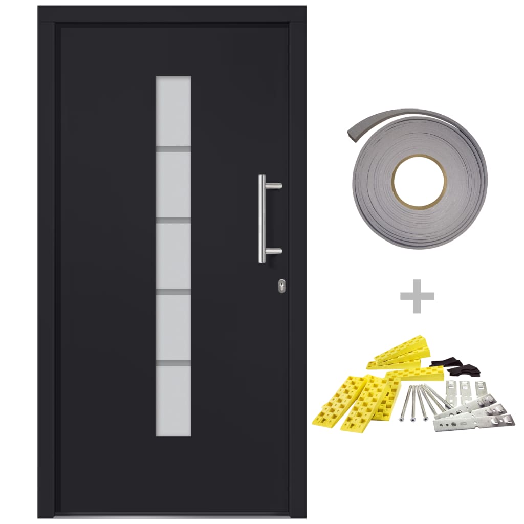 Porta d'Ingresso in Alluminio e PVC Antracite 100x200 cm | homemem39