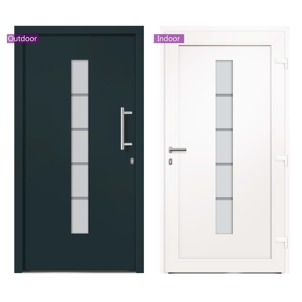 Porta d'Ingresso in Alluminio e PVC Antracite 100x200 cm | homemem39