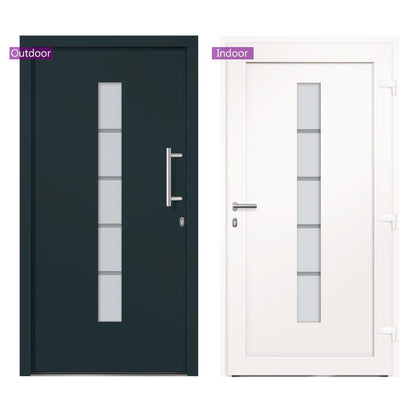 Porta d'Ingresso in Alluminio e PVC Antracite 100x200 cm | homemem39