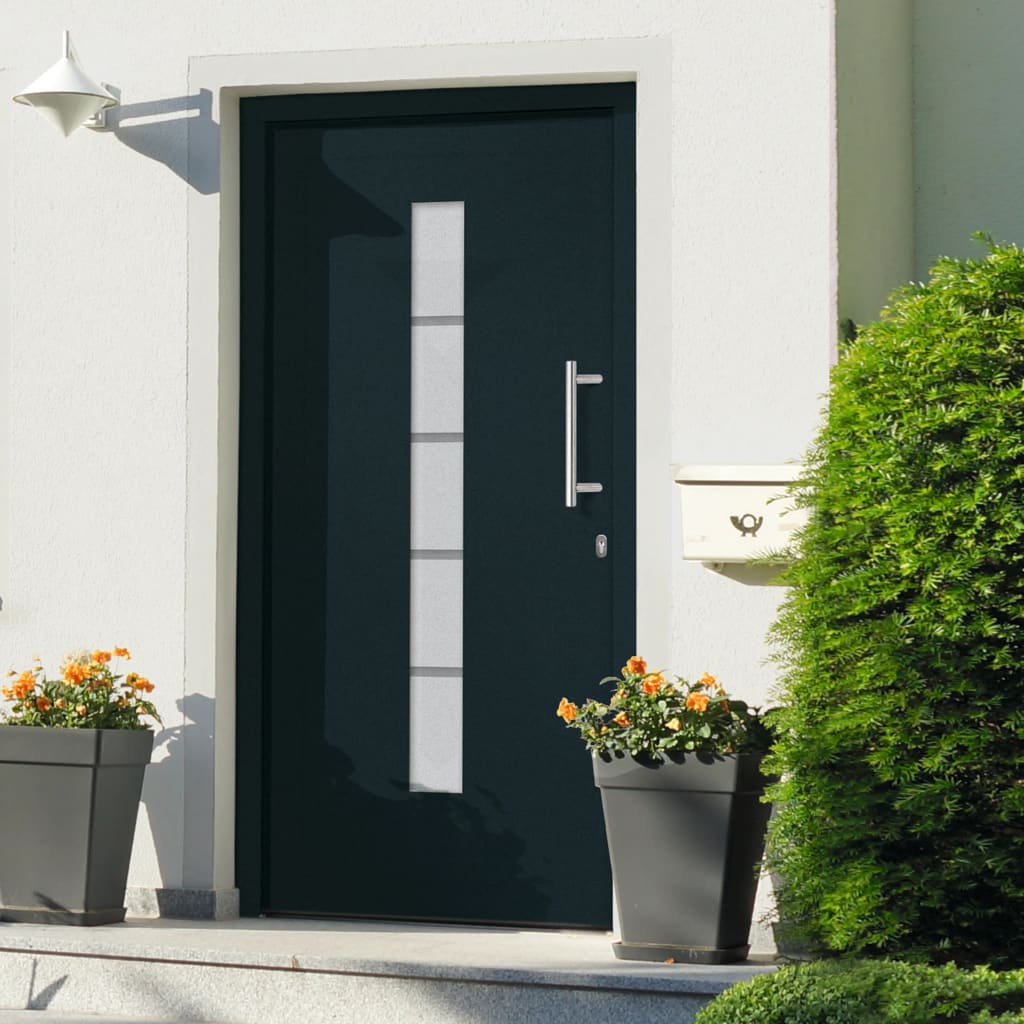 Porta d'Ingresso in Alluminio e PVC Antracite 100x200 cm | homemem39