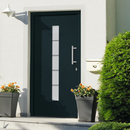 Porta d'Ingresso in Alluminio e PVC Antracite 100x200 cm | homemem39