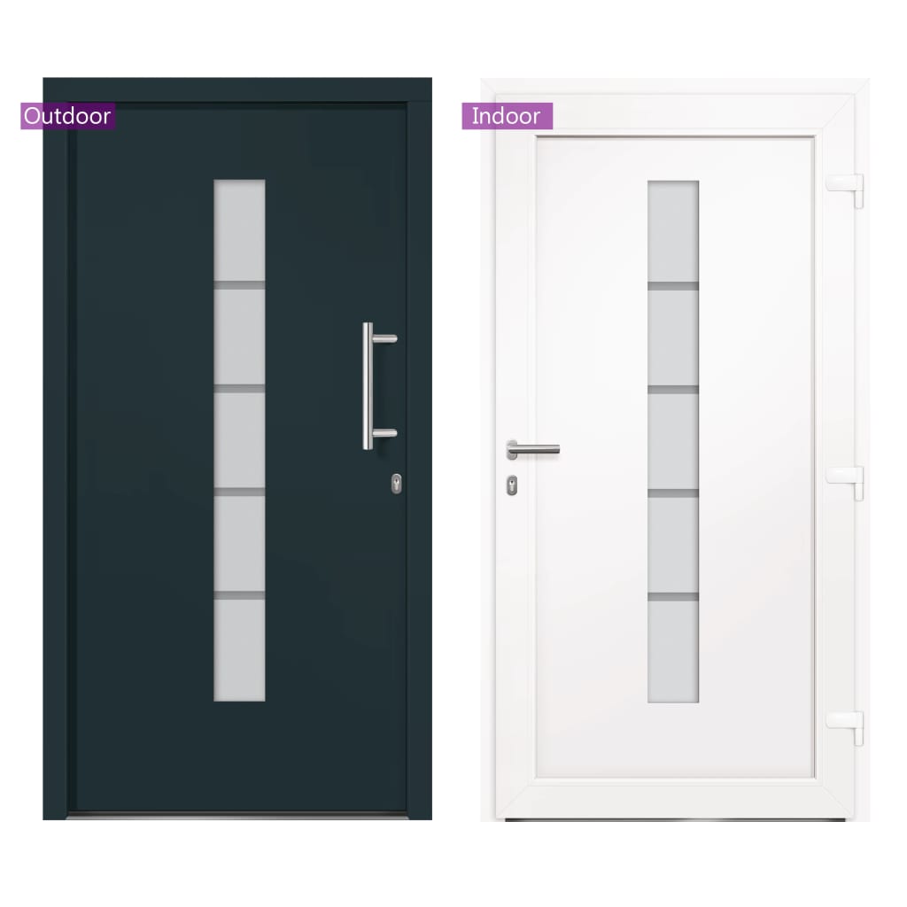 Porta d'Ingresso in Alluminio e PVC Antracite 100x210 cm | homemem39