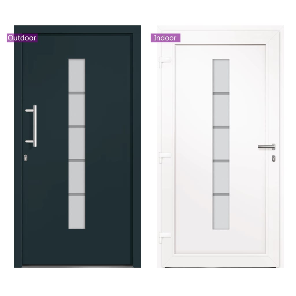 Porta d'Ingresso in Alluminio e PVC Antracite 100x200 cm | homemem39