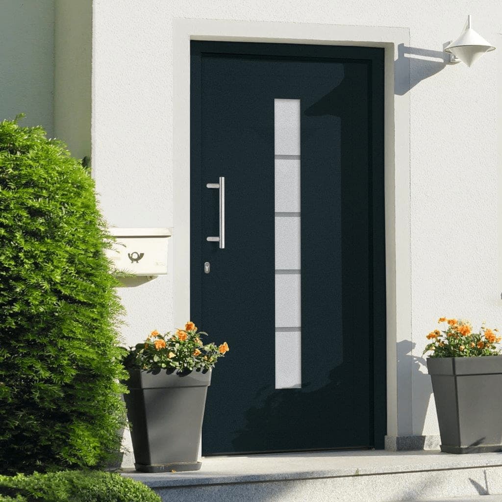 Porta d'Ingresso in Alluminio e PVC Antracite 100x200 cm | homemem39