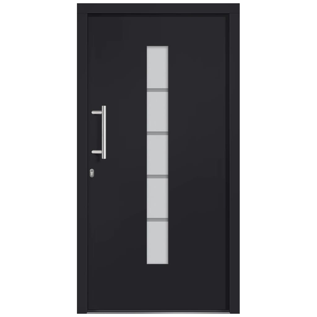 Porta d'Ingresso in Alluminio e PVC Antracite 110x210 cm | homemem39