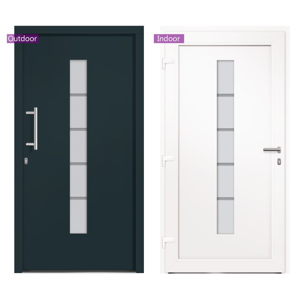 Porta d'Ingresso in Alluminio e PVC Antracite 110x210 cm | homemem39