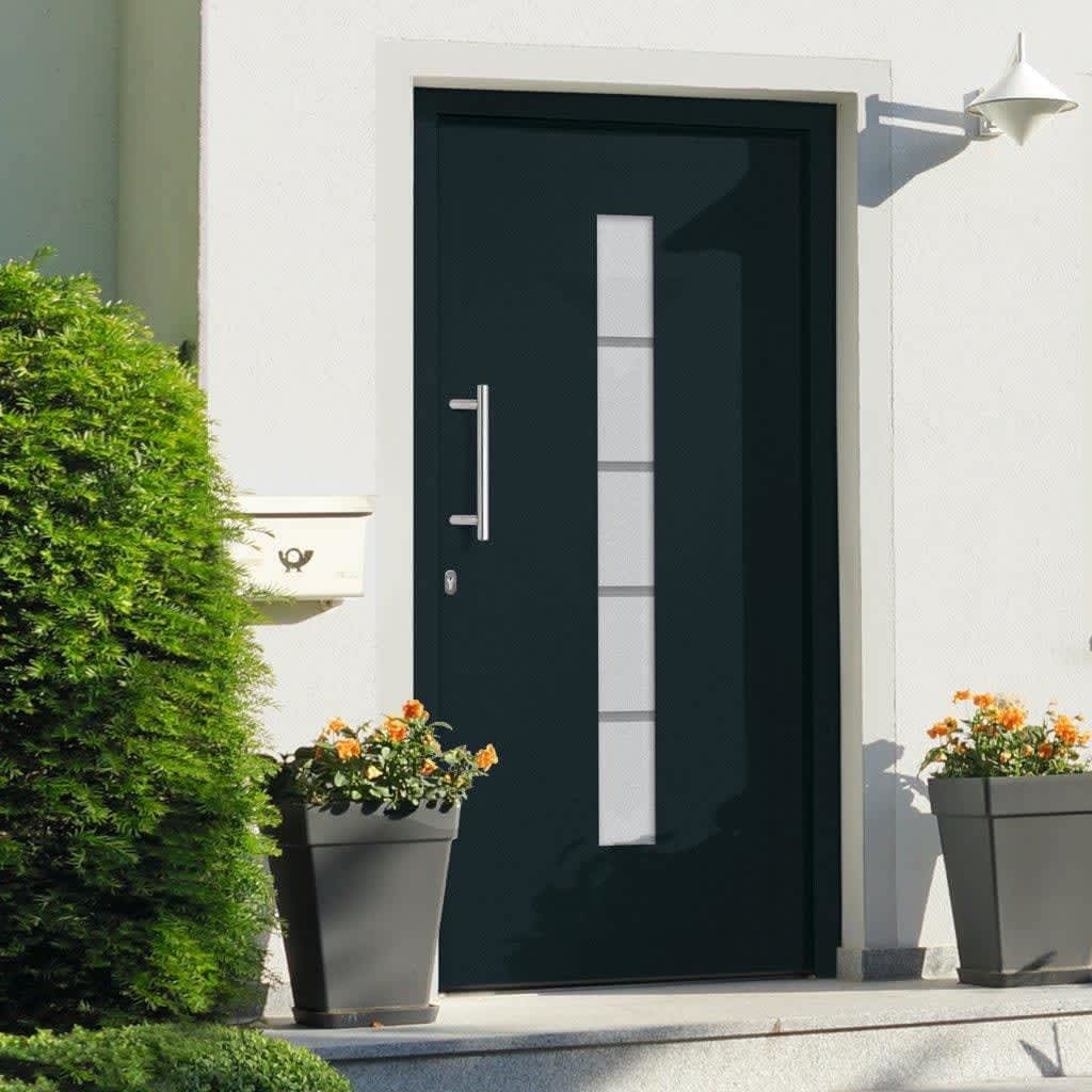 Porta d'Ingresso in Alluminio e PVC Antracite 110x210 cm | homemem39
