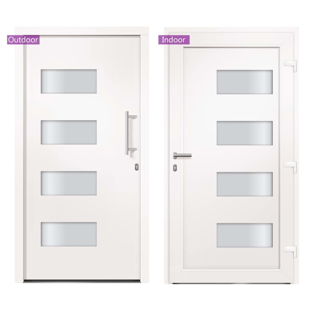Porta d'Ingresso in Alluminio e PVC Bianco 100x200 cm | homemem39