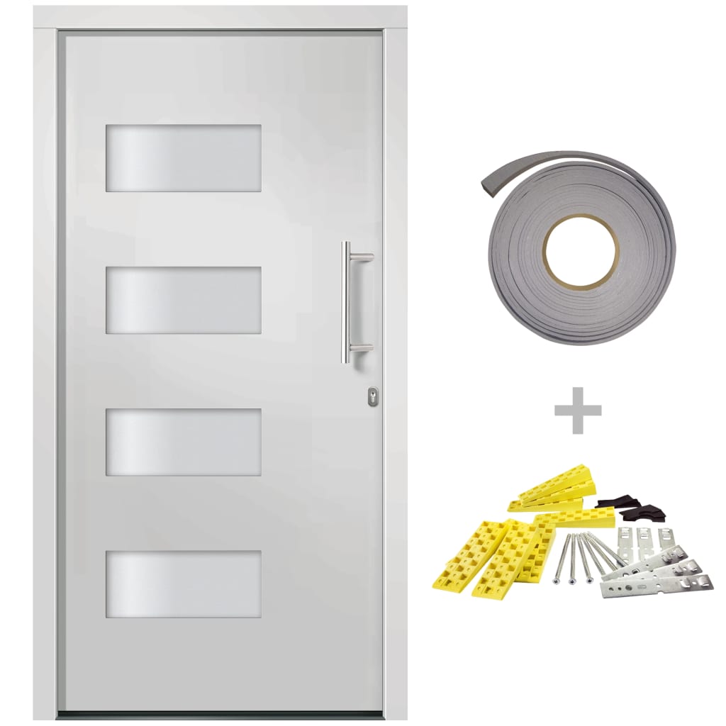 Porta d'Ingresso in Alluminio e PVC Bianco 100x210 cm | homemem39