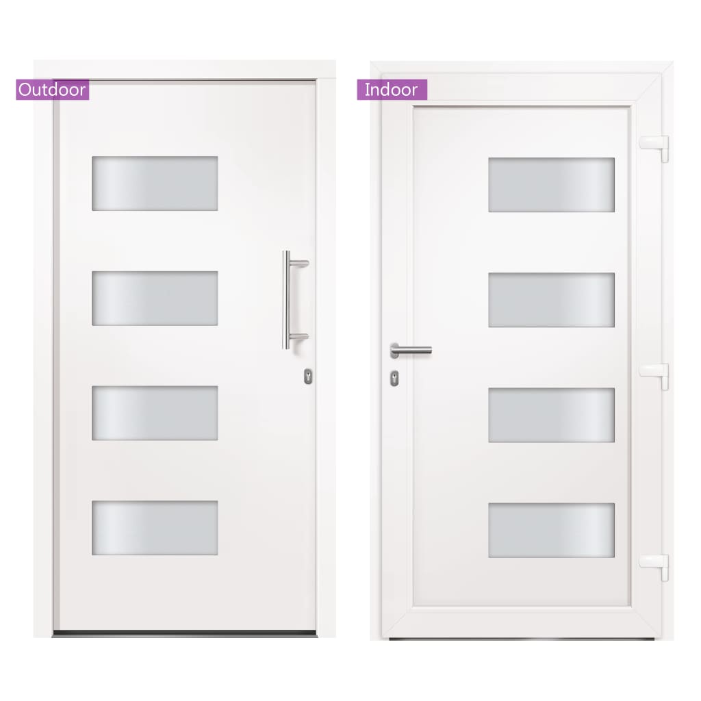 Porta d'Ingresso in Alluminio e PVC Bianco 100x210 cm | homemem39