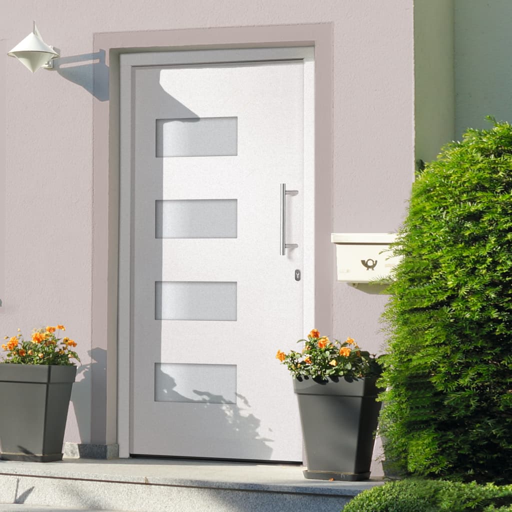 Porta d'Ingresso in Alluminio e PVC Bianco 100x210 cm | homemem39
