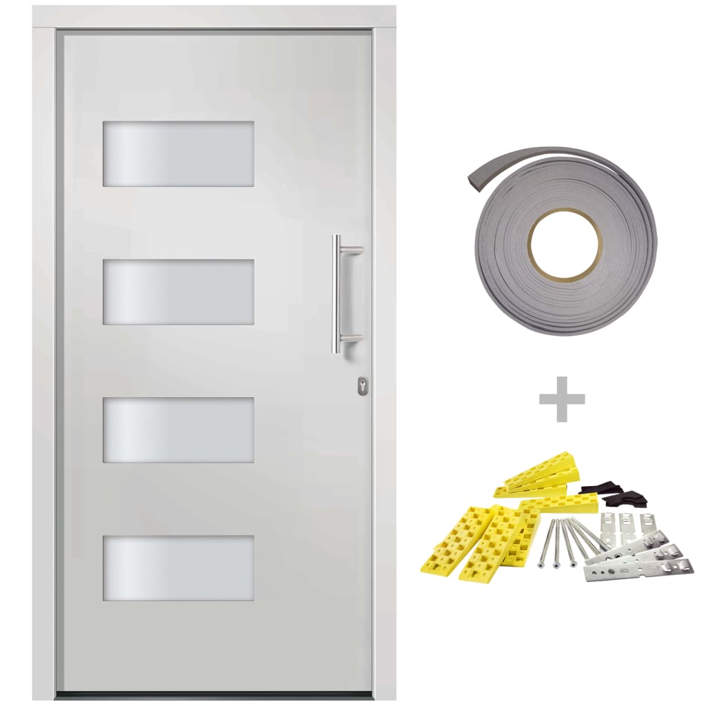 Porta d'Ingresso in Alluminio e PVC Bianco 110x210 cm - homemem39