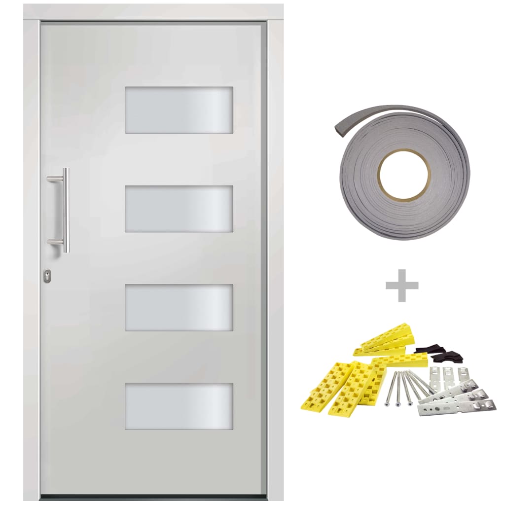 Porta d'Ingresso in Alluminio e PVC Bianco 110x210 cm | homemem39