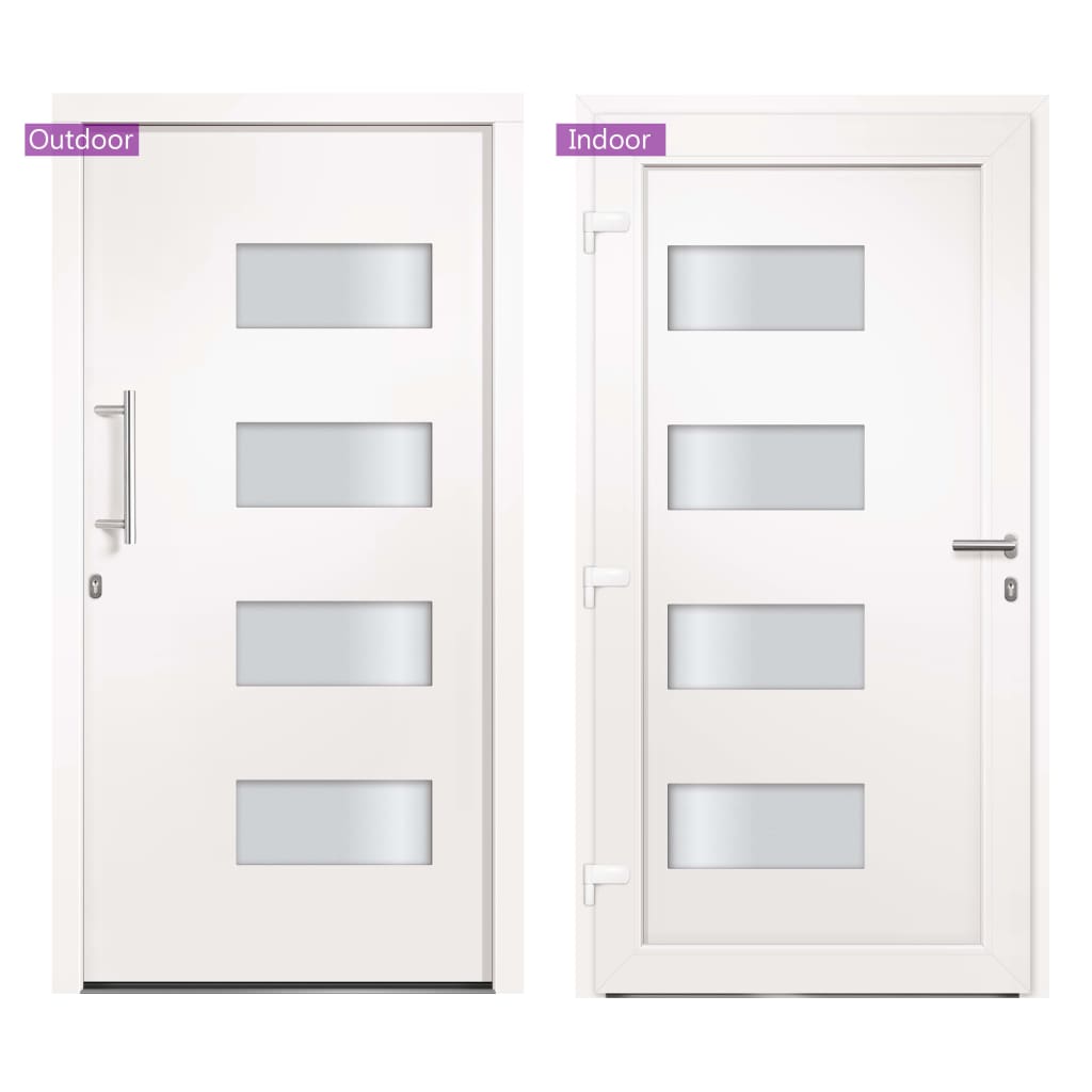 Porta d'Ingresso in Alluminio e PVC Bianco 110x210 cm | homemem39