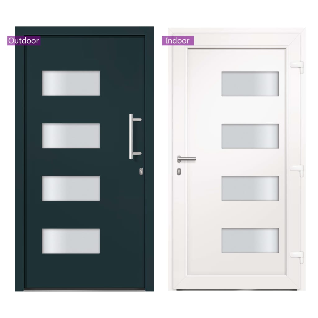 Porta d'Ingresso in Alluminio e PVC Antracite 100x200 cm | homemem39