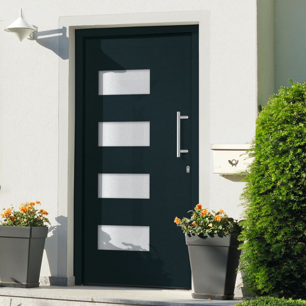 Porta d'Ingresso in Alluminio e PVC Antracite 100x200 cm | homemem39