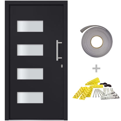 Porta d'Ingresso in Alluminio e PVC Antracite 100x210 cm | homemem39