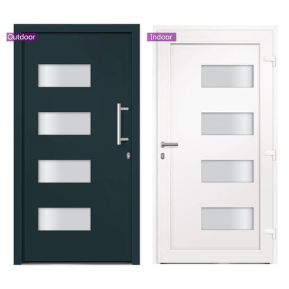 Porta d'Ingresso in Alluminio e PVC Antracite 100x210 cm | homemem39